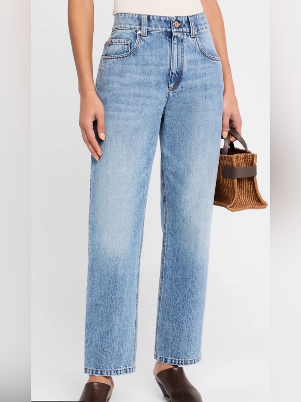 Brunello Cucinelli High-Rise Retro Straight Leg Jeans Blue Denim It 40 US 4